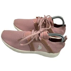 U.S. Polo Assn. Sneaker Pink Mesh Lace-Up Pull Tab Women's 7 Tennis Shoes Casual